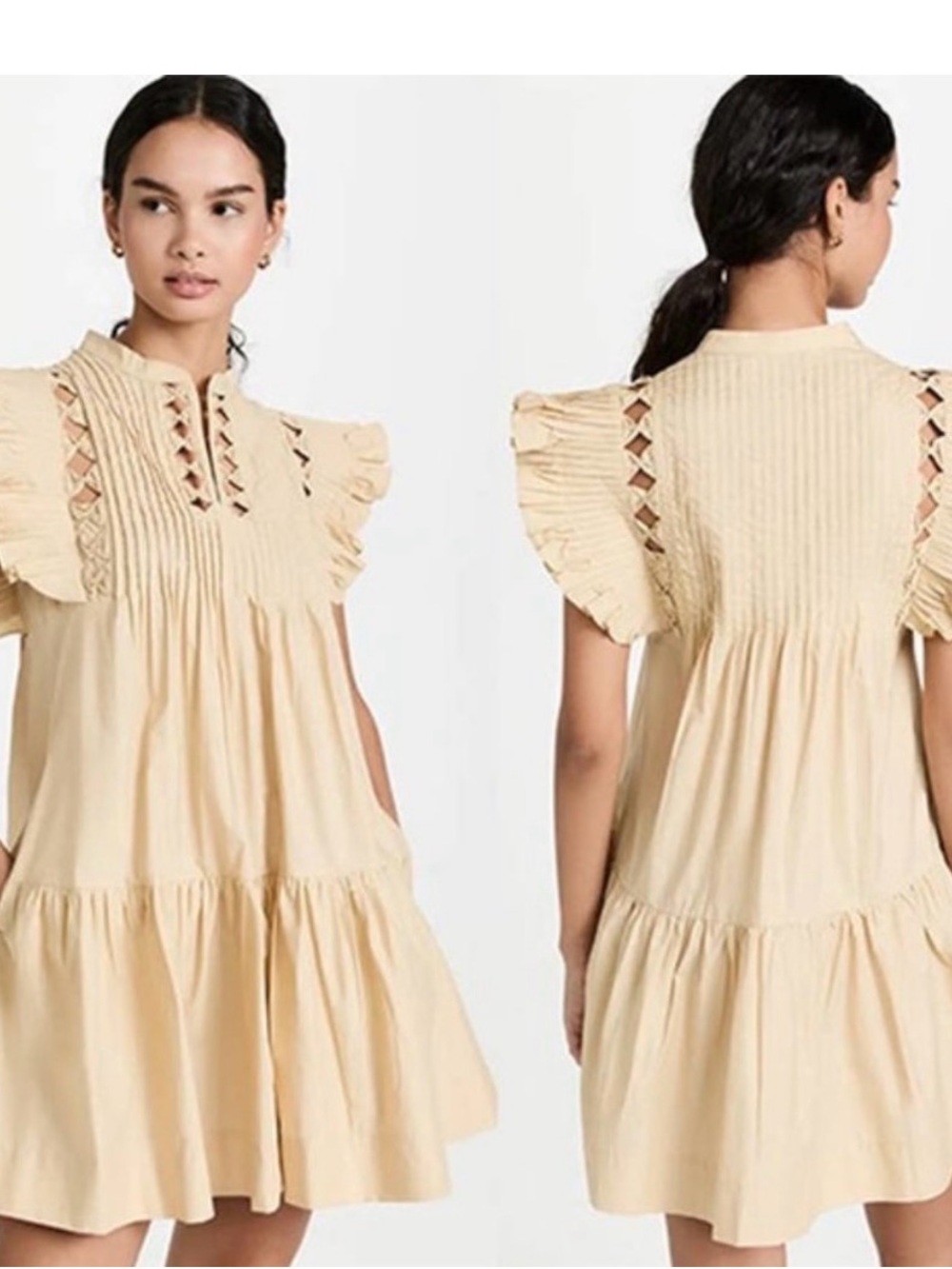 Sea New York Cream Ruffle-Tier Mini Dress